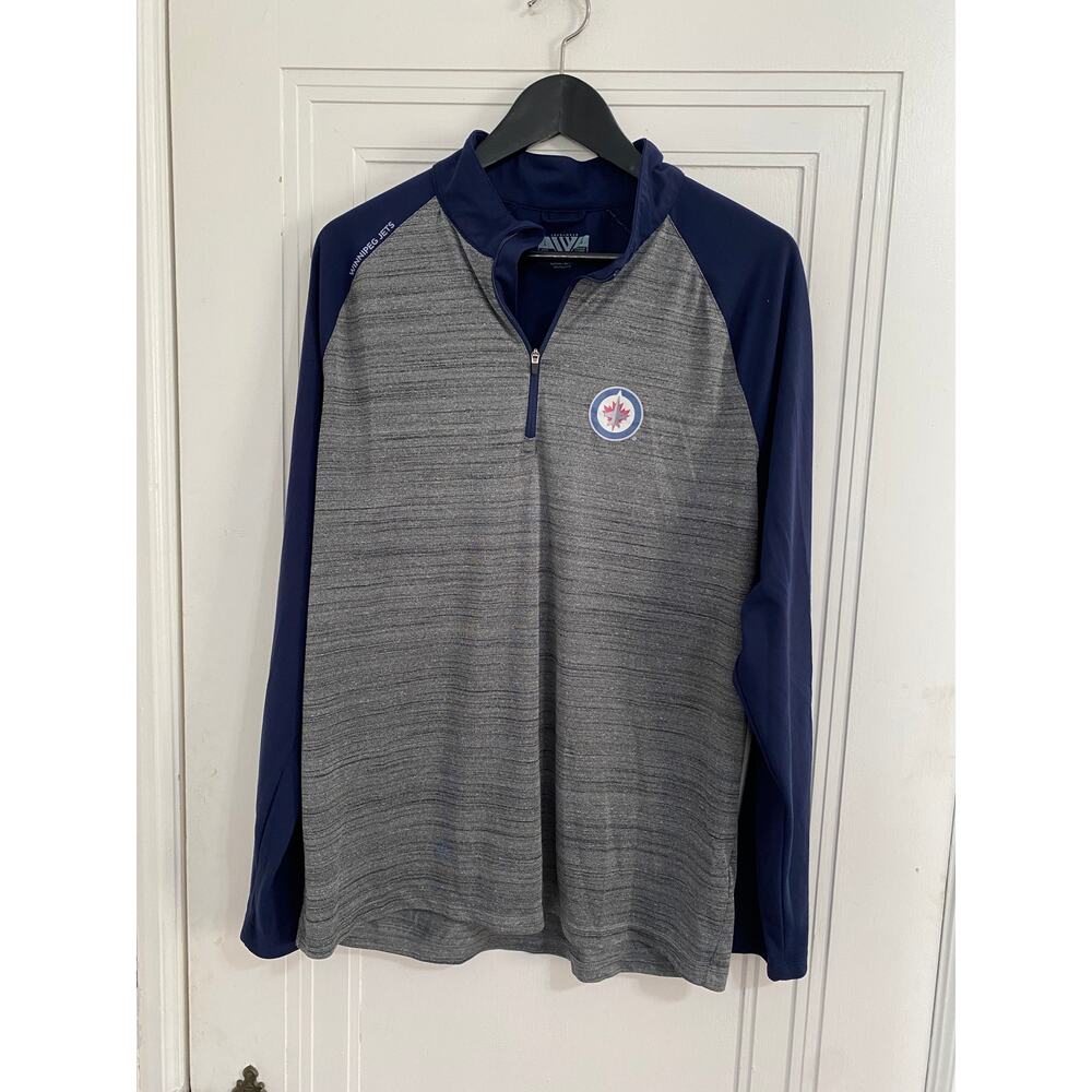 Winnipeg Jets Gray and Blue 1/4-Zip Size Large